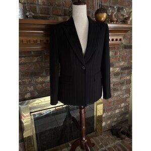 kasper Classic Black Pin Stripe Blazer Size 8P Lined